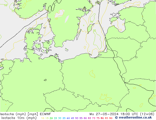 Izotacha (mph) ECMWF pon. 27.05.2024 18 UTC