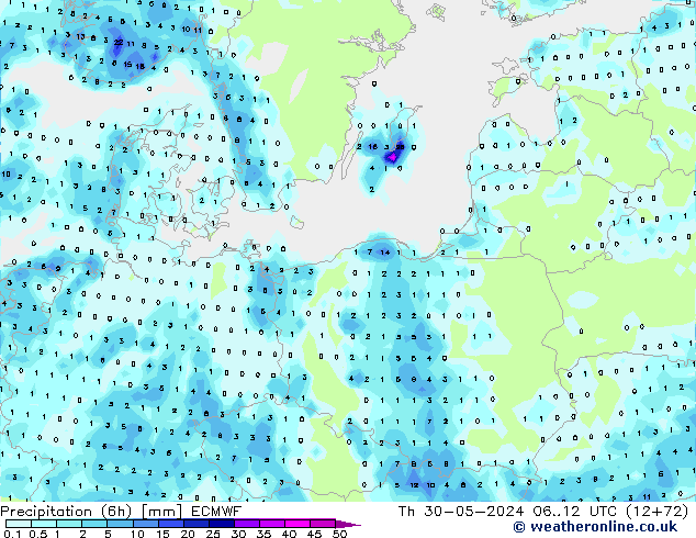 Z500/Yağmur (+YB)/Z850 ECMWF Per 30.05.2024 12 UTC