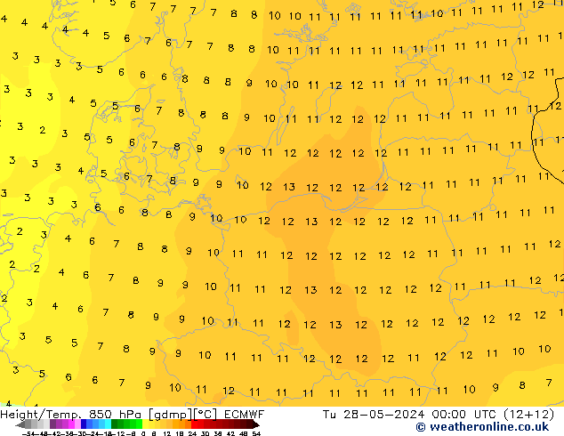 Z500/Rain (+SLP)/Z850 ECMWF Tu 28.05.2024 00 UTC