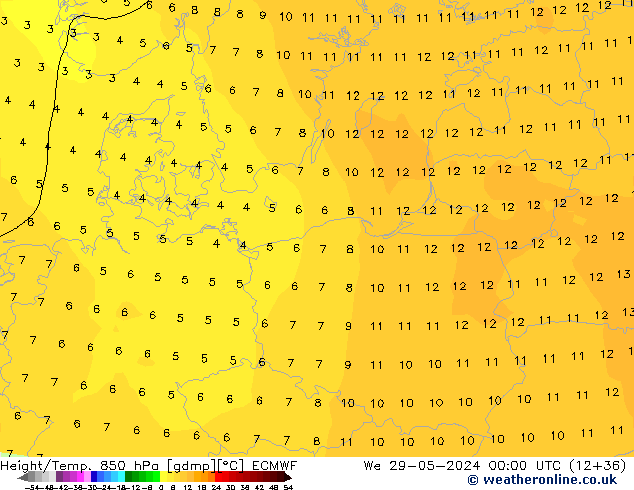 Z500/Rain (+SLP)/Z850 ECMWF ср 29.05.2024 00 UTC