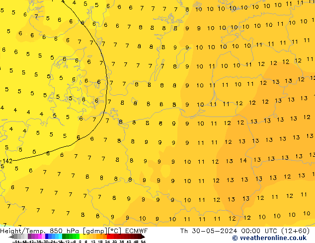 Z500/Yağmur (+YB)/Z850 ECMWF Per 30.05.2024 00 UTC