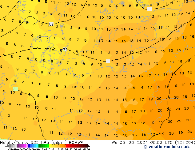 Height/Temp. 925 гПа ECMWF ср 05.06.2024 00 UTC