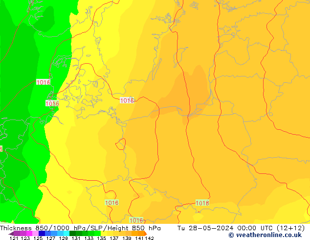 Thck 850-1000 hPa ECMWF mar 28.05.2024 00 UTC