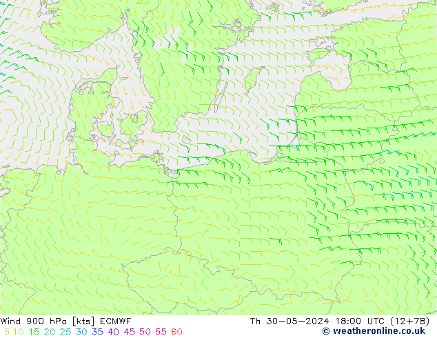 Wind 900 hPa ECMWF Th 30.05.2024 18 UTC