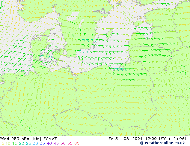 Wind 950 hPa ECMWF Fr 31.05.2024 12 UTC