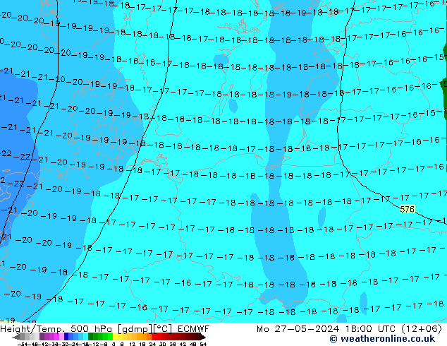 Z500/Rain (+SLP)/Z850 ECMWF lun 27.05.2024 18 UTC