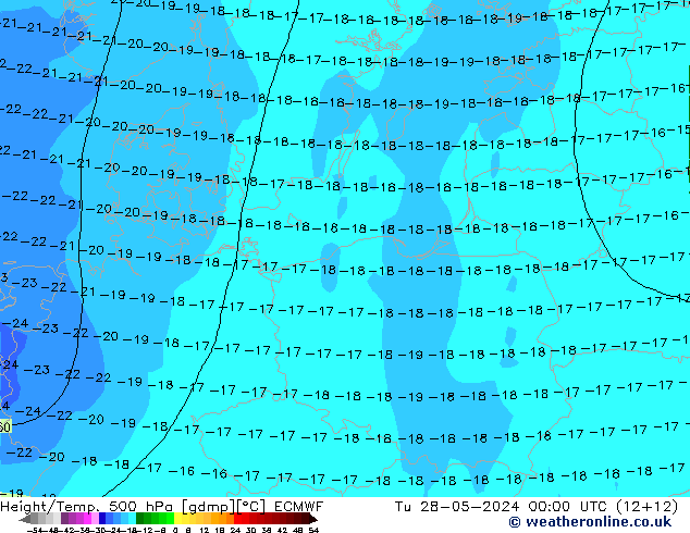 Z500/Rain (+SLP)/Z850 ECMWF Tu 28.05.2024 00 UTC