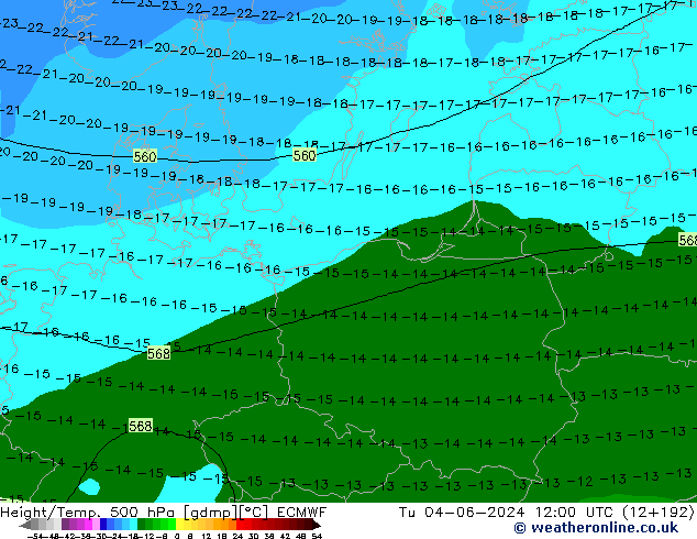 Z500/Regen(+SLP)/Z850 ECMWF di 04.06.2024 12 UTC