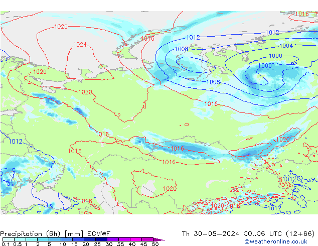 Z500/Rain (+SLP)/Z850 ECMWF Th 30.05.2024 06 UTC