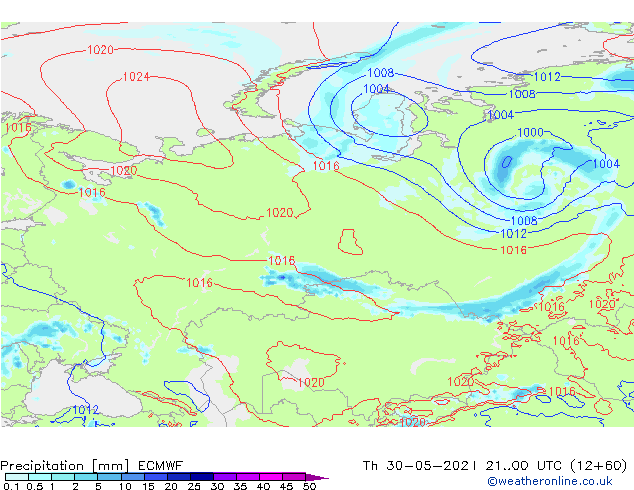 Precipitazione ECMWF gio 30.05.2024 00 UTC