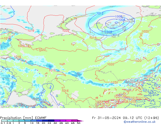 Niederschlag ECMWF Fr 31.05.2024 12 UTC