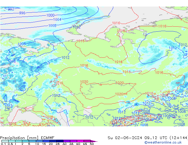 Precipitation ECMWF Su 02.06.2024 12 UTC