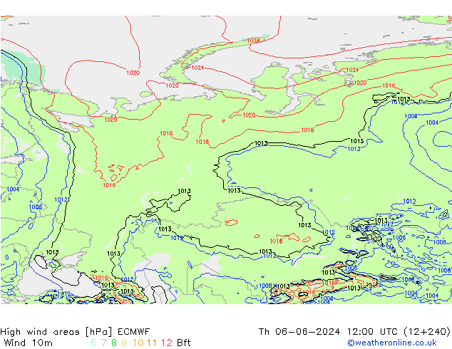 High wind areas ECMWF чт 06.06.2024 12 UTC