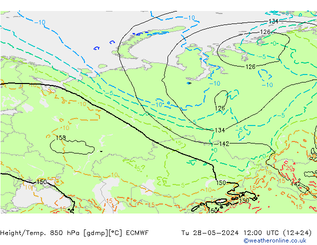 Z500/Rain (+SLP)/Z850 ECMWF Út 28.05.2024 12 UTC