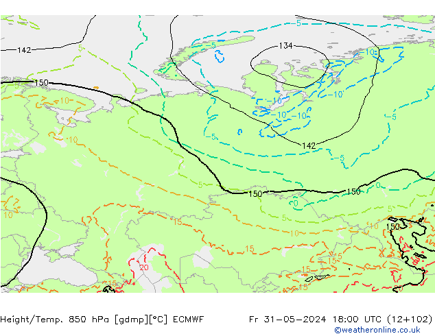 Z500/Rain (+SLP)/Z850 ECMWF Fr 31.05.2024 18 UTC