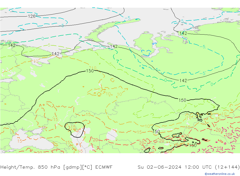 Z500/Rain (+SLP)/Z850 ECMWF Su 02.06.2024 12 UTC