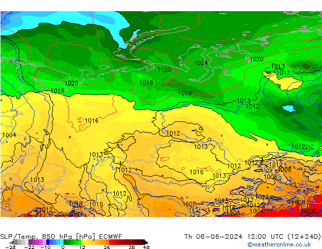 850 hPa Yer Bas./Sıc ECMWF Per 06.06.2024 12 UTC