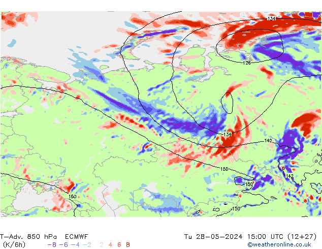T-Adv. 850 hPa ECMWF di 28.05.2024 15 UTC