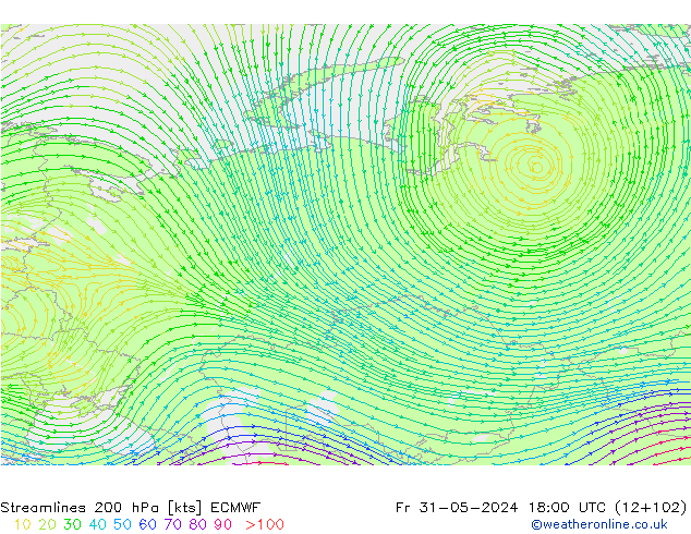 ветер 200 гПа ECMWF пт 31.05.2024 18 UTC