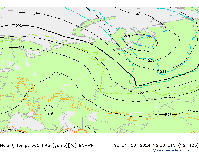 Z500/Rain (+SLP)/Z850 ECMWF Sa 01.06.2024 12 UTC