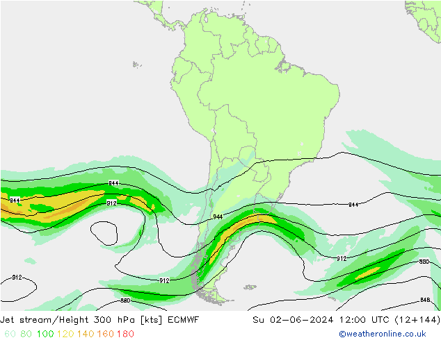 Jet stream/Height 300 hPa ECMWF Su 02.06.2024 12 UTC