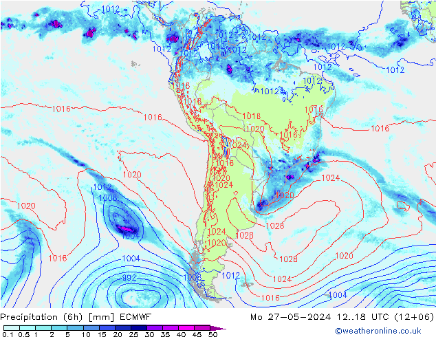 Z500/Rain (+SLP)/Z850 ECMWF lun 27.05.2024 18 UTC