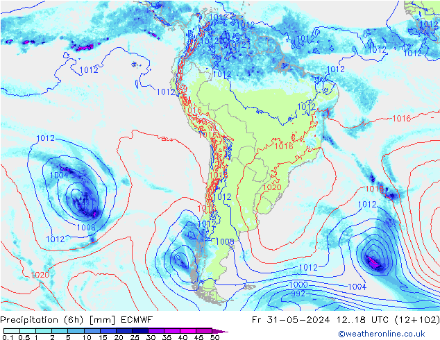 Z500/Rain (+SLP)/Z850 ECMWF Fr 31.05.2024 18 UTC