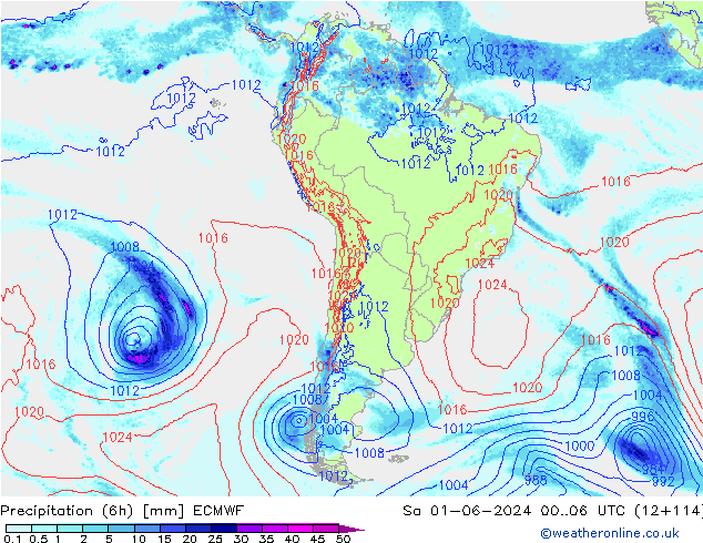 Z500/Rain (+SLP)/Z850 ECMWF Sa 01.06.2024 06 UTC