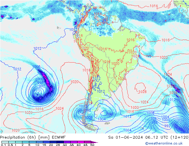 Z500/Yağmur (+YB)/Z850 ECMWF Cts 01.06.2024 12 UTC