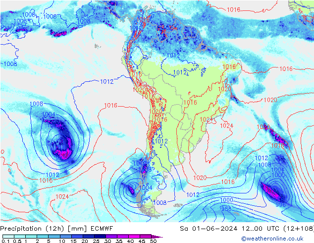 Précipitation (12h) ECMWF sam 01.06.2024 00 UTC