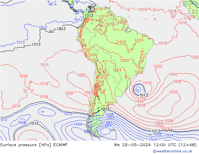 Luchtdruk (Grond) ECMWF wo 29.05.2024 12 UTC