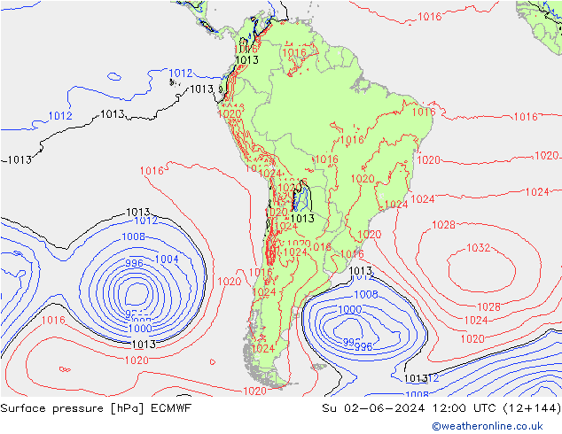 Surface pressure ECMWF Su 02.06.2024 12 UTC