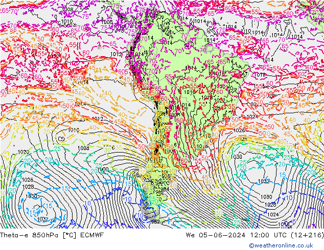 Theta-e 850hPa ECMWF  05.06.2024 12 UTC