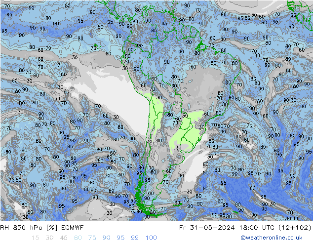 RH 850 hPa ECMWF  31.05.2024 18 UTC