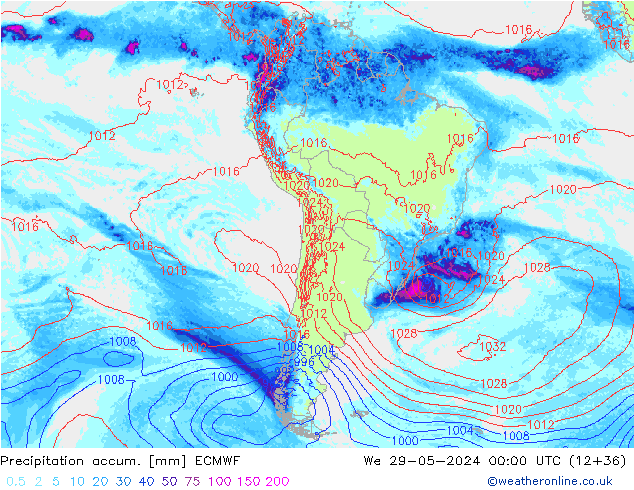 Précipitation accum. ECMWF mer 29.05.2024 00 UTC