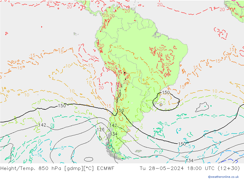 Z500/Rain (+SLP)/Z850 ECMWF  28.05.2024 18 UTC