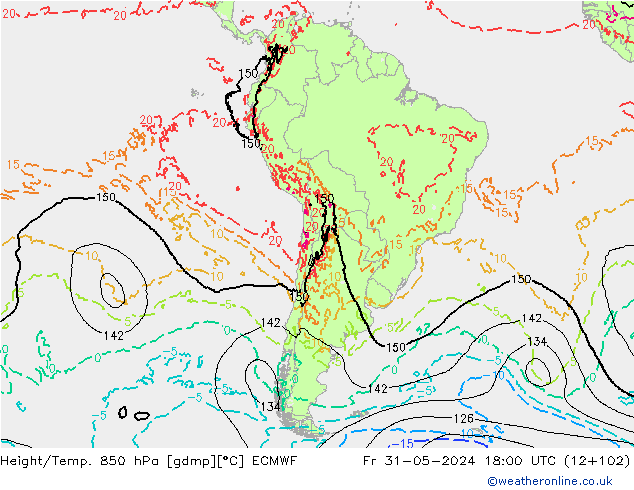 Z500/Rain (+SLP)/Z850 ECMWF Fr 31.05.2024 18 UTC