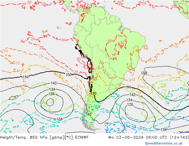 Height/Temp. 850 hPa ECMWF lun 03.06.2024 06 UTC