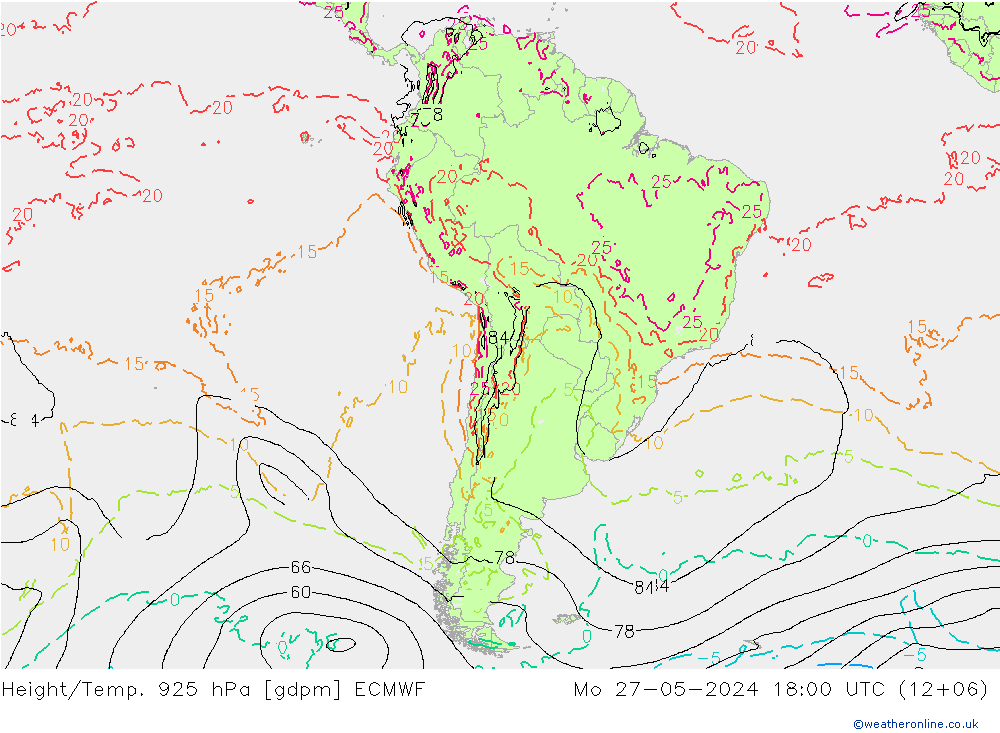 Height/Temp. 925 hPa ECMWF  27.05.2024 18 UTC