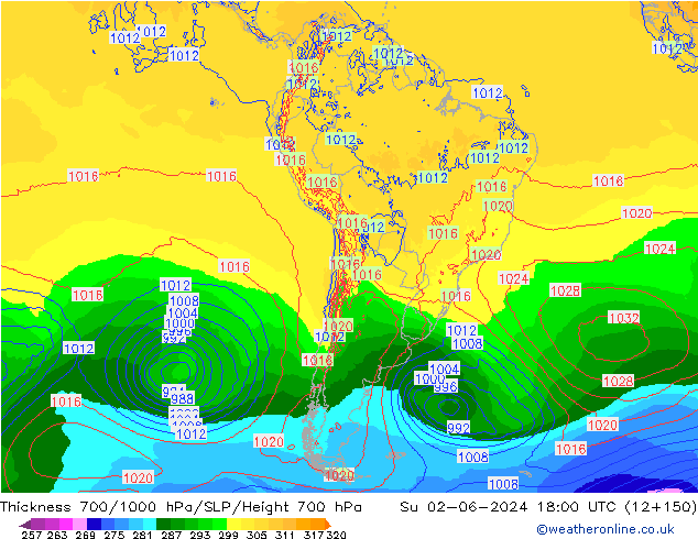 Thck 700-1000 hPa ECMWF dim 02.06.2024 18 UTC