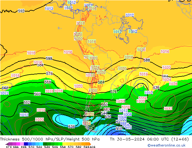 500-1000 hPa Kalınlığı ECMWF Per 30.05.2024 06 UTC