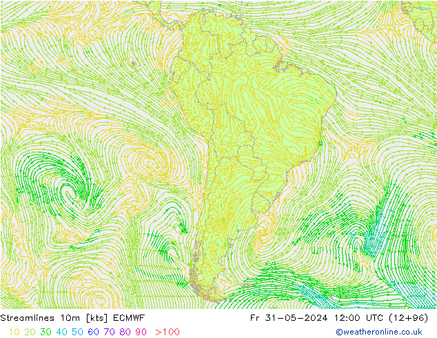 Stroomlijn 10m ECMWF vr 31.05.2024 12 UTC