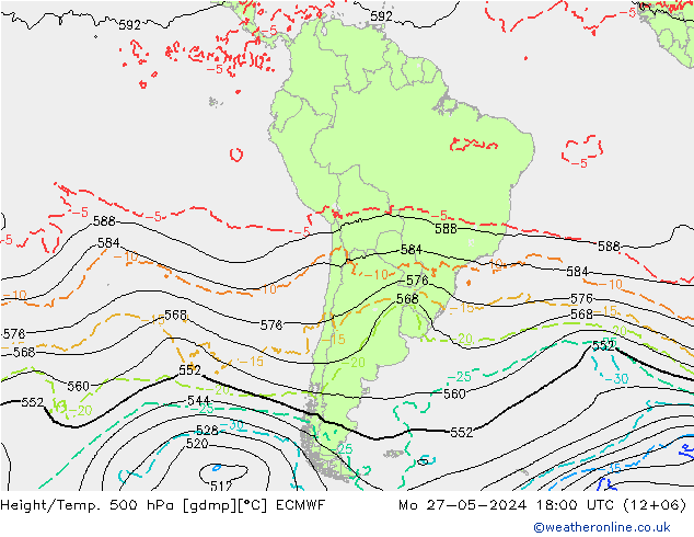 Z500/Rain (+SLP)/Z850 ECMWF lun 27.05.2024 18 UTC