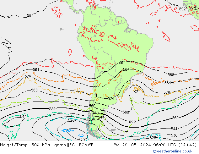 Z500/Rain (+SLP)/Z850 ECMWF Qua 29.05.2024 06 UTC