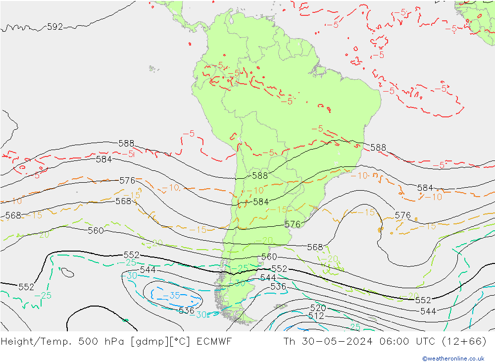 Z500/Rain (+SLP)/Z850 ECMWF czw. 30.05.2024 06 UTC