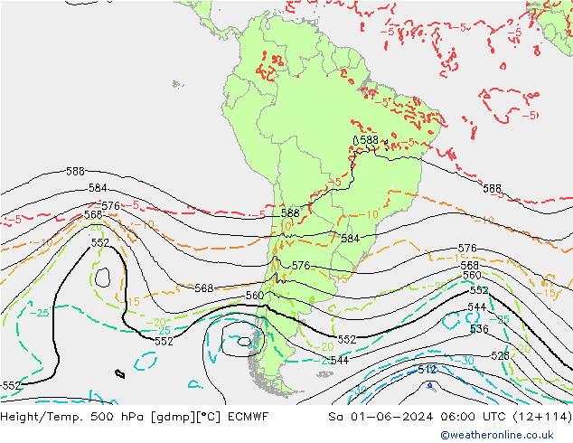 Z500/Rain (+SLP)/Z850 ECMWF Sa 01.06.2024 06 UTC