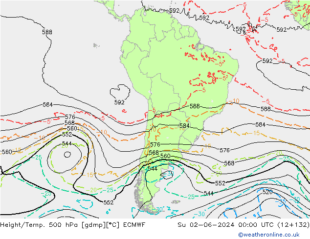 Z500/Rain (+SLP)/Z850 ECMWF Ne 02.06.2024 00 UTC