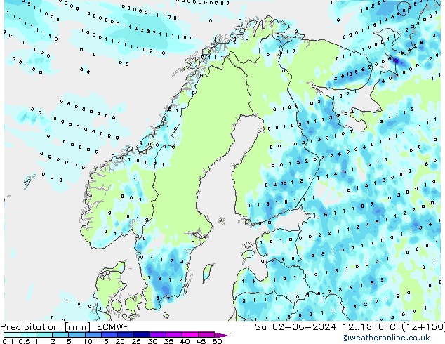 Yağış ECMWF Paz 02.06.2024 18 UTC