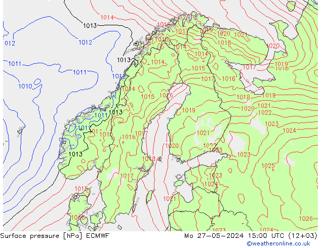 Bodendruck ECMWF Mo 27.05.2024 15 UTC