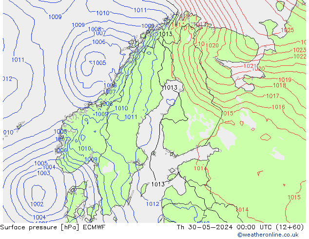 приземное давление ECMWF чт 30.05.2024 00 UTC